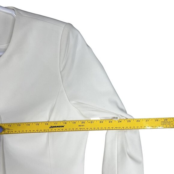 Calvin Klein NEW Women 14 White Collarless Zip Front Long Blazer Jacket Timeless - Picture 12 of 16